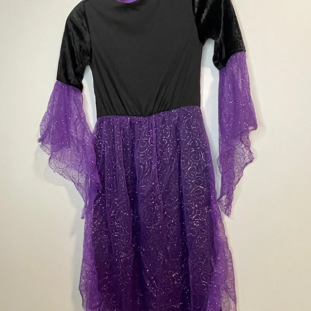 Costumes USA Child Witch Sorceress Dress Costume Cosplay WITH HAT Purple black
